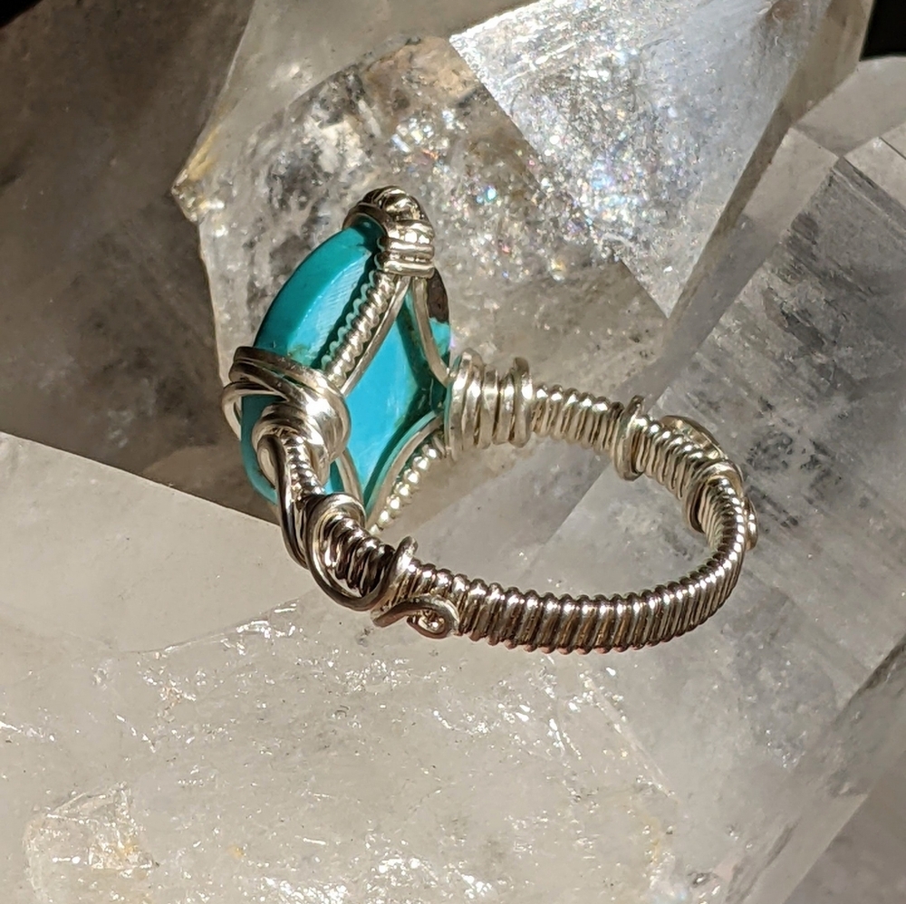 Sterling Silver Ring- Artisan- Genuine Turquoise- Southwestern Blue - Picture 10 of 15
